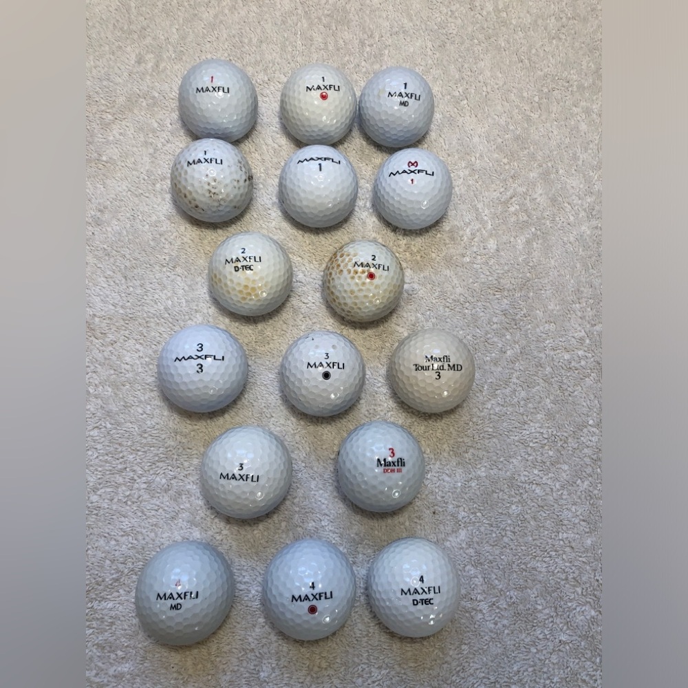 16 Vintage Maxfli Golf Balls A10 Revolution DDH III Tour Ltd D-TEC Used